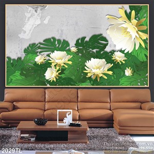 Tranh 3D hoa Cúc đẹp treo tường