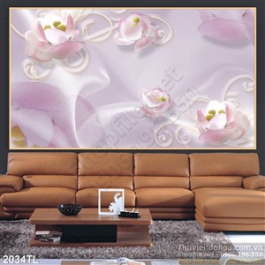 Tranh lụa 3D hoa Sen nghệ thuật treo tường