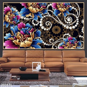 Tranh hoa mẫu đơn nghệ thuật dán tường đẹp