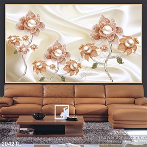 Tranh lụa 3D hoa trang trí phòng ngủ đẹp