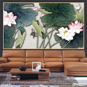 Tranh hoa Sen trang trí tường đẹp