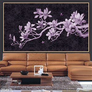 Tranh 3D hoa mộc lan trang trí phòng khách