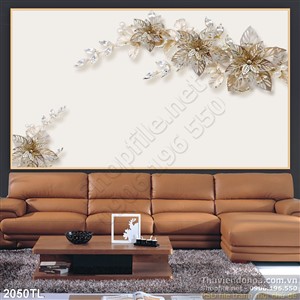 Tranh hoa bằng vàng trang trí phòng khách