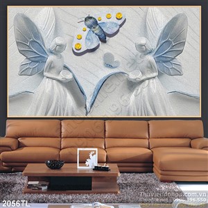 Tranh điêu khắc thiên thần tran trí phòng khách
