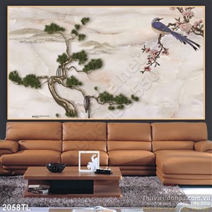 Tranh giả ngọc cây tùng in gạch đẹp