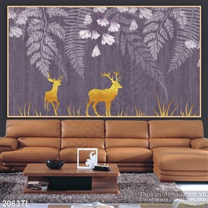 Tranh hươu nai vàng trang trí tường đẹp
