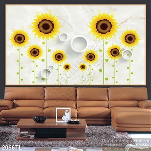 Tranh 3D hoa hướng dương trang trí phòng ngủ