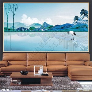 Tranh thuỷ mặc hiện đại và chim hạc