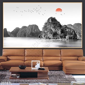 Tranh thủy mặc trang trí phòng khách
