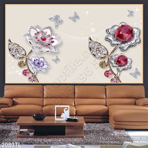 Tranh 3D hoa kim cương trang trí dán tường đẹp