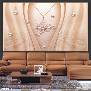 Tranh lụa 3D trang sức ngọc trai rang trí phòng khách