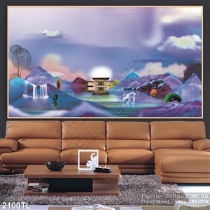 Tranh lụa 3D phong cảnh nghệ thuật