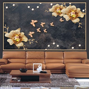 Tranh lụa 3D hoa hồng bằng vàng