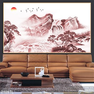 Tranh thủy mặc trang trí phòng khách