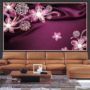 Tranh lụa 3D hoa trang sức trang trí tường