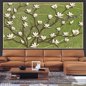 Tranh 3D hoa mộc lan treo tường