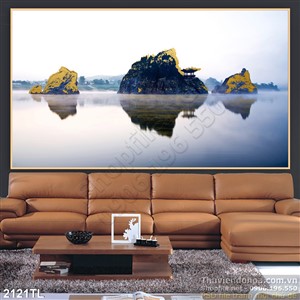Tranh sông núi trang trí đẹp