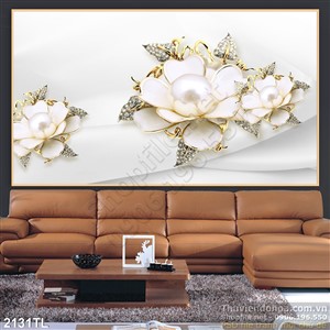Tranh lụa 3D hoa ngọc trai kim cương đẹp nhất