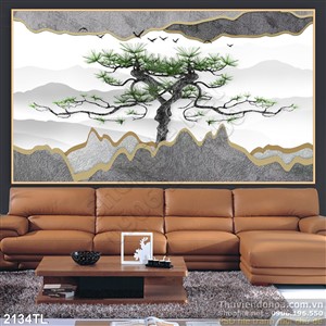 Tranh 3D cây tùng trang trí phòng khách đẹp