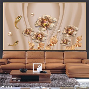 Tranh lụa 3D hoa hồng kim cương đẹp