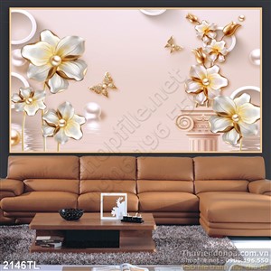 Tranh 3D và hoa điêu khắc trang trí phòng ngủ