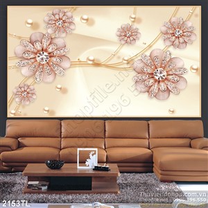 Tranh lụa 3D hoa mai kim cương trang trí tường