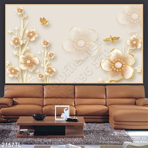 Tranh lụa 3D hoa Mai treo tường phòng ngủ