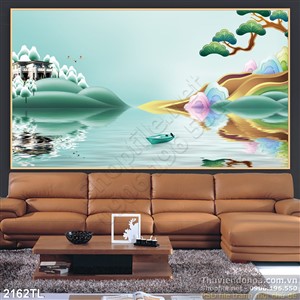 Tranh lụa 3D phong cảnh trang trí tường