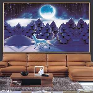 Tranh 3D hươu trong rừng