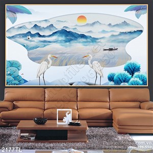 Tranh 3D điêu khắc chim Hạc trang trí phòng khắc