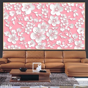 Tranh 3D điêu khắc hoa mai trang trí phòng khách