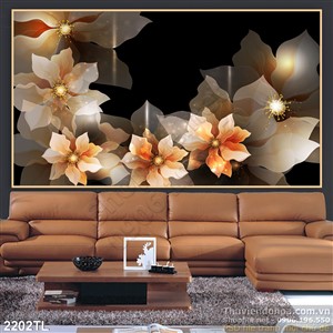 Tranh 3D hoa nghệ thuật trang trí tường hiện đại