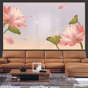 Tranh lụa 3D hoa Sen in gạch đẹp độc đáo