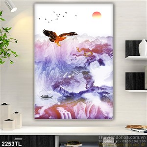 Tranh màu nước chim đại bàng phong thủy đẹp