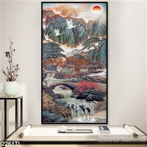 Tranh sơn dầu thác nước tro tường đẹp
