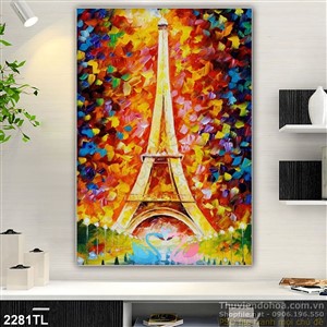 Tranh sơn dầu tháp eiffel