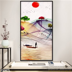 Tranh phong cảnh làng quê hiện đại treo tường