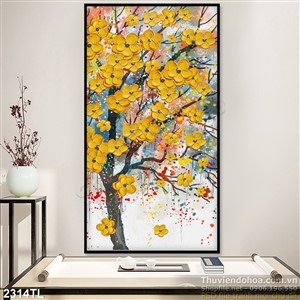 Tranh sơn dầu hoa mai nghệ thuật treo tường đẹp