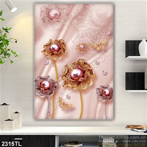 Tranh 3D hoa kim cương trang trí tường