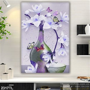 Tranh bình hoa tran trí phòng khách