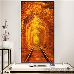 Tranh con đường sắt trang trí tường