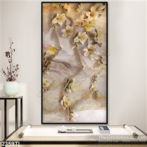 Tranh giả ngọc hoa mộc lan treo tường phòng khách
