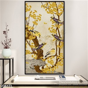 Tranh hoa Mai và chim én trang trí tường đẹp