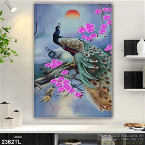 Tranh chim công trang trí treo tường đẹp