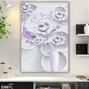 Tranh 3D bình hoa hồng nghệ thuật