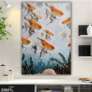 Tranh điêu khắc đàn cá trang trí treo tường