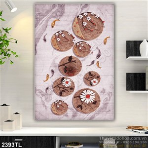 Tranh nghệ thuật cá chép và hoa Sen