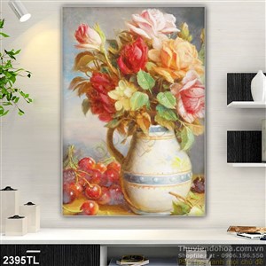 Tranh sơn dầu bình hoa đẹp nhất