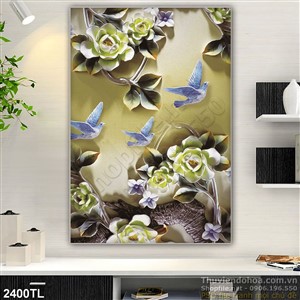 Tranh điêu khắc hoa hồng trang trí treo tường