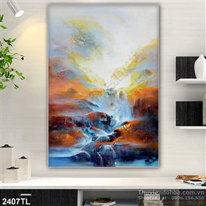 Tranh sơn dầu phong cảnh thác nước đẹp